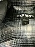 Express 100% Rayon Plaid Black Long Sleeve Button-Down Shirt Size L - photo 7