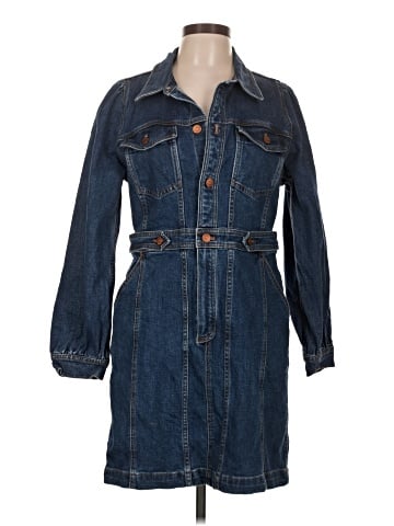 Madewell Denim Seamed Long-Sleeve Mini Dress (view 1)