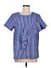 Pleione Stripes Blue Short Sleeve Blouse Size M - photo 1