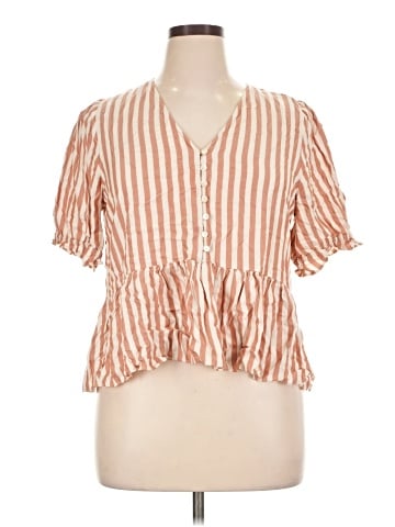 Madewell Courtyard Ruffle-Hem Top in Stripe (view 1)