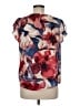 DKNY 100% Polyester Floral Red Short Sleeve Blouse Size M - photo 2