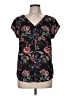DR2 Floral Black Short Sleeve Blouse Size M - photo 1