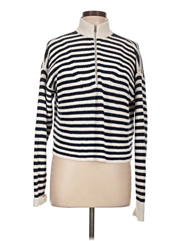 Madewell Ribbed Half-Zip Sweater in Stripe (view 1)