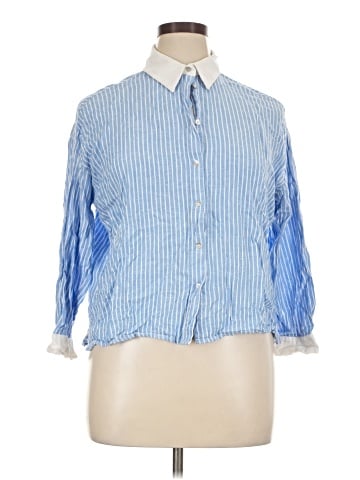 Zara 3/4 Sleeve Button-Down Shirt (view 1)