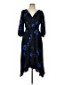 DKNY 100% Polyester Floral Blue Black Cocktail Dress Size 12 - photo 1