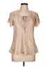 Willi Smith 100% Polyester Tan Short Sleeve Blouse Size L - photo 1