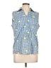 Basic Editions Blue Sleeveless Button-Down Shirt Size L - photo 1