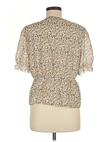 Madewell Silk V-Neck Peplum Popover Top in Fieldwalk Floral (view 2)