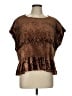 Umgee Brown Short Sleeve Blouse Size L - photo 1