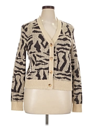 Madewell V-Neck Cardigan in Abstract Animal (view 1)