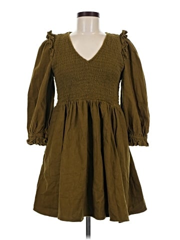 Madewell Flannel Lucie V-Neck Smocked Mini Dress (view 1)