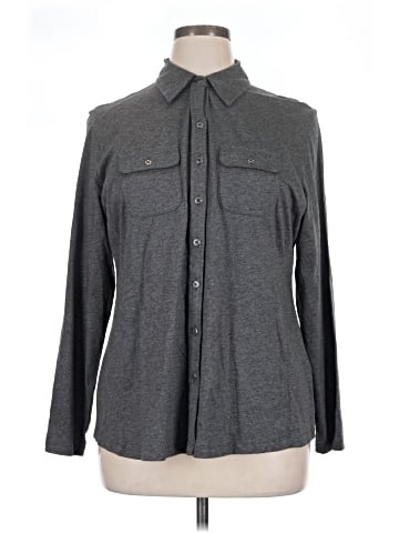 Karen Scott Long Sleeve Button-Down Shirt (view 1)