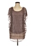 Lavish Brown Short Sleeve Blouse Size L - photo 1