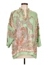 Zara Basic 100% Polyester Paisley Green 3/4 Sleeve Blouse Size L - photo 1