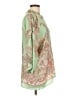 Zara Basic 100% Polyester Paisley Green 3/4 Sleeve Blouse Size L - photo 4