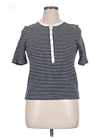 Madewell Striped Elbow-Sleeve Henley Tee (view 1)