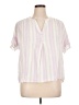 Ruby Rd. 100% Cotton Stripes Pink Short Sleeve Blouse Size XL - photo 1