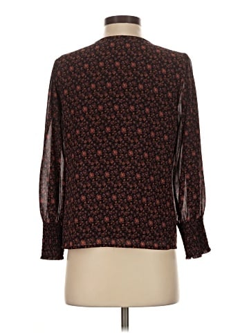 Madewell (Re)sourced Georgette Smocked-Cuff Button-Front Top in Orchard Floral (view 2)