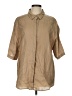 Eberjey 100% Linen Tan 3/4 Sleeve Button-Down Shirt Size L - photo 1