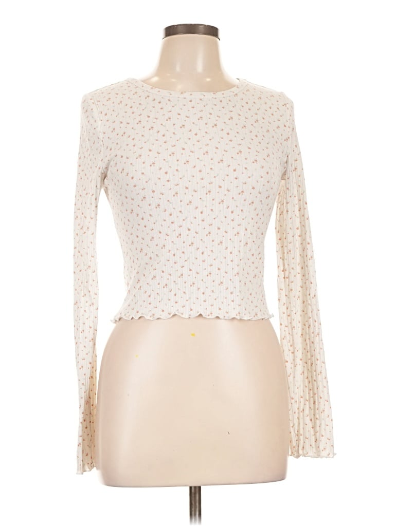 Pre-owned Aéropostale Long Sleeve T-shirt In Ivory
