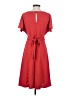 Ann Taylor 100% Polyester Solid Red Casual Dress Size 2 - photo 2