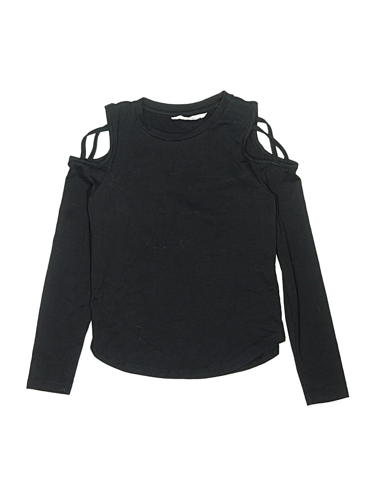 Pre-owned Shein Kids' Long Sleeve Top Black Cold Shoulder Neckline Tops