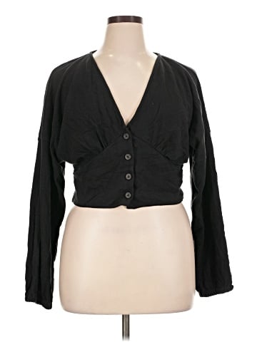 Madewell Deep-V Button-Front Crop Top (view 1)