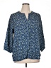 Jachs Girlfriend 100% Polyester Blue 3/4 Sleeve Blouse Size XL - photo 1