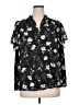 Monday Fun 100% Polyester Floral Black Short Sleeve Blouse Size 1X - photo 1