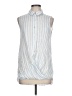 Staccato 100% Rayon Stripes Blue Sleeveless Button-Down Shirt Size L - photo 1