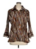 Cj Banks 100% Polyester Stripes Brown 3/4 Sleeve Blouse Size 1X - photo 1