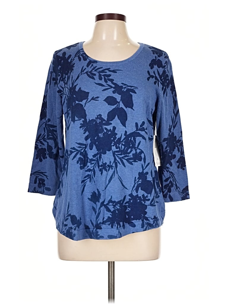 Chico's 3/4 Sleeve T-shirt In Blue