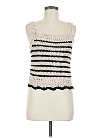 Madewell Square-Neck Crochet-Stitch Tank in Stripe (view 1)