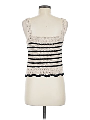 Madewell Square-Neck Crochet-Stitch Tank in Stripe (view 2)