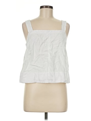 Madewell Contrast-Stitch Squareneck Top in 100% Linen (view 1)