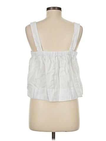 Madewell Contrast-Stitch Squareneck Top in 100% Linen (view 2)