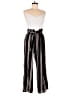 J for Justify 100% Polyester Stripes Black Ivory Jumpsuit Size L - photo 1