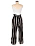 J for Justify 100% Polyester Stripes Black Ivory Jumpsuit Size L - photo 2