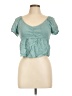 Pink Rose 100% Rayon Teal Short Sleeve Top Size L - photo 1