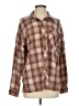 Be Cool Plaid Brown Long Sleeve Button-Down Shirt Size S - photo 1