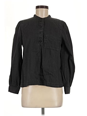 Madewell Denim Collarless Popover Shirt in Shrader Wash (view 1)