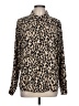 Halogen 100% Polyester Animal Print Brown Long Sleeve Blouse Size L - photo 1