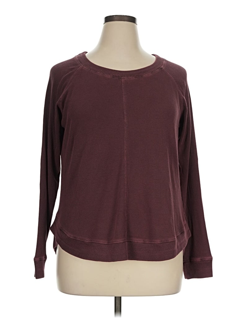 Pre-owned Soft Surroundings Long Sleeve T-shirt In Burgundy