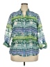 Valerie Stevens Print Green 3/4 Sleeve Button-Down Shirt Size 2X - photo 1