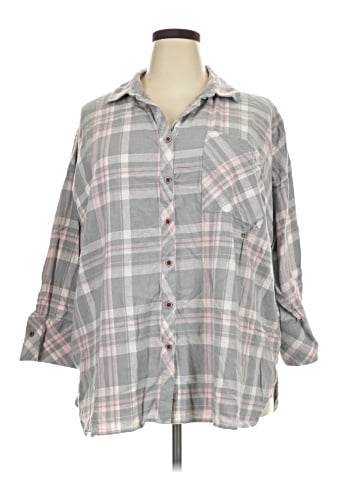 Roaman's 3/4 Sleeve Button-Down Shirt (view 1)