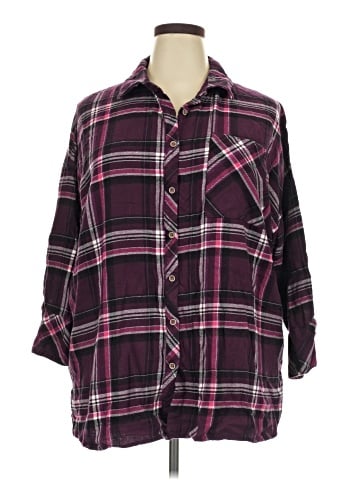 Roaman's 3/4 Sleeve Button-Down Shirt (view 1)