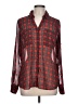 Express 100% Polyester Plaid Red Long Sleeve Blouse Size L - photo 1