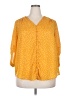 Torrid 100% Polyester Polka Dots Yellow 3/4 Sleeve Blouse Size 2X Plus (2) - photo 1