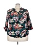 Torrid 100% Rayon Floral Teal 3/4 Sleeve Blouse Size 3X Plus (3) - photo 1