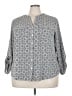 Notations Print Gray 3/4 Sleeve Blouse Size 3X - photo 1
